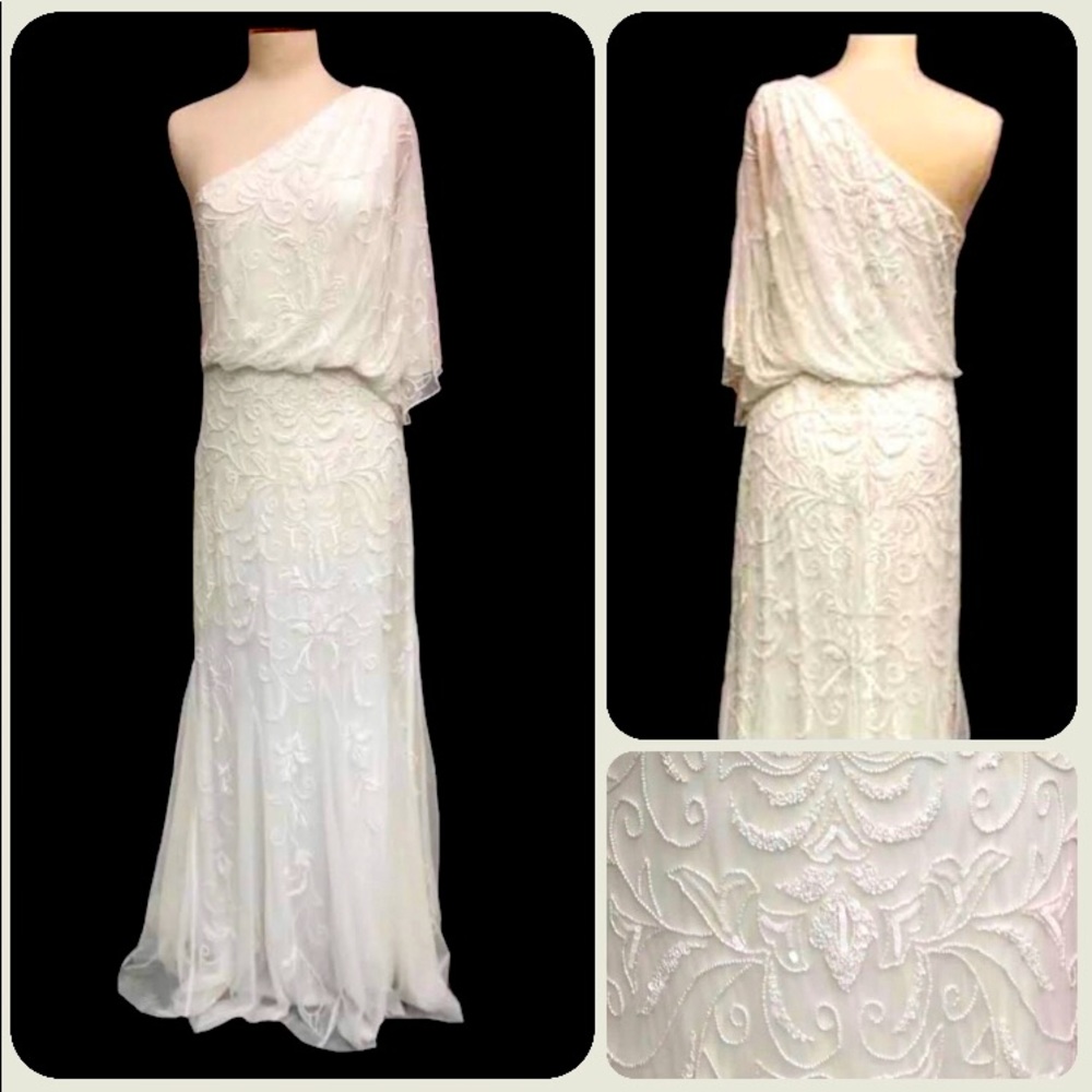 Adrianna Papell Grecian hand beaded gown